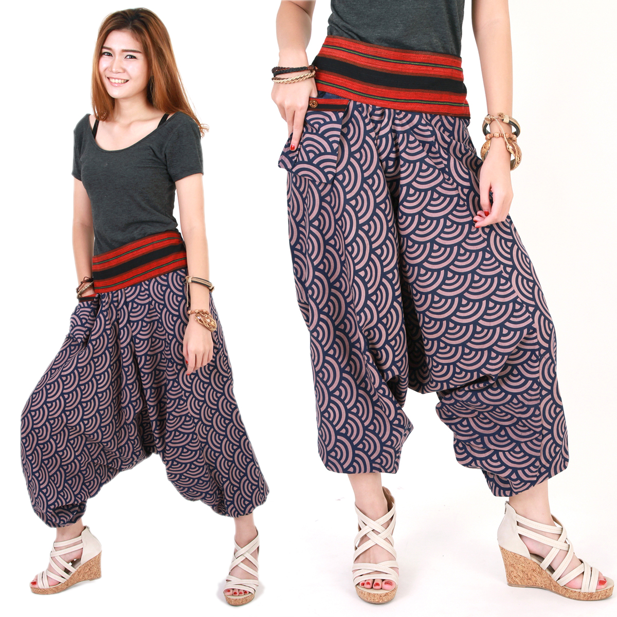Tribal Hmong Genie Harem Gypsy Hippy Casual Trousers Pants Aladdin hp03 ...