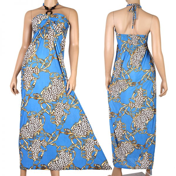 Luxury Evening Cocktail Long Maxi Dress Halter Wedding Blue XS S M 0-10 US p04c -0