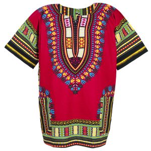 African Dashiki Mexican Poncho Hippie Tribal Ethic Boho Shirt Red ad072r-0