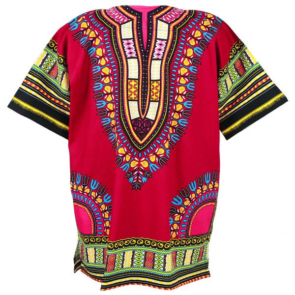 African Dashiki Mexican Poncho Hippie Tribal Ethic Boho Shirt Red ad072r-7547