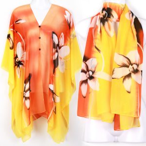 Tunic Kaftan Scarf Blouse Dress Wing Beach Cover Up Swimwear Big Flower ts21yo-0