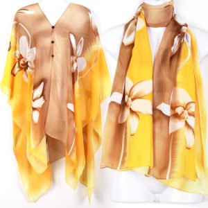 Tunic Kaftan Scarf Blouse Dress Wing Beach Cover Up Swimwear Big Flower ts21yb-0