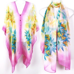 Tunic Kaftan Scarf Blouse Dress Wing Beach Cover Up Swimwear Floral ts24wp-0