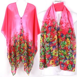 Kaftan Caftan Tunic Dress Wing Blouses Scarf Beach Cover Up Flower Pink ts30p-0