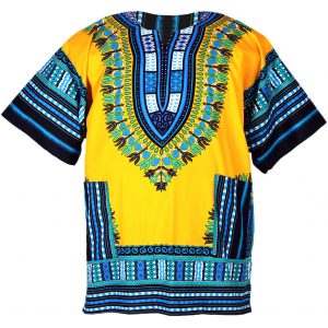 African Dashiki Mexican Poncho Hippie Tribal Ethic Boho Shirt Yellow ad033y-0