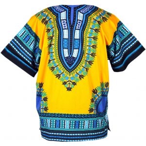 African Dashiki Mexican Poncho Hippie Tribal Ethic Boho Shirt Yellow ad033y-4553