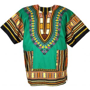 African Dashiki Mexican Poncho Hippie Tribal Ethic Boho Shirt Green ad042t-0