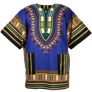 African Dashiki Mexican Poncho Hippie Tribal Ethic Boho Shirt Blue ad073s-0