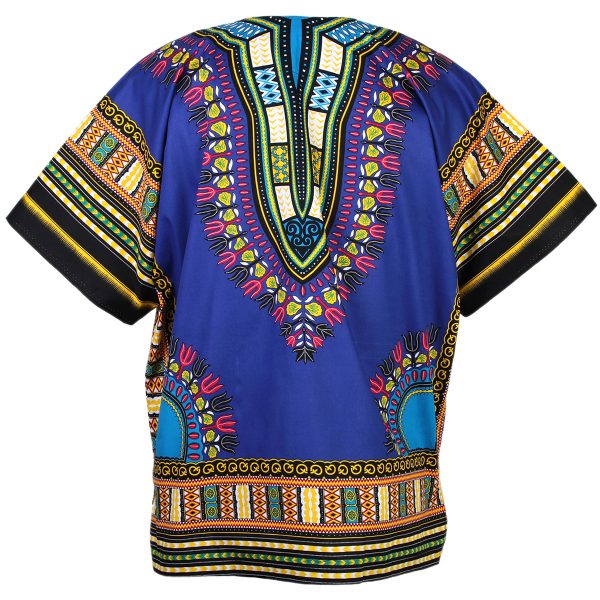 African Dashiki Mexican Poncho Hippie Tribal Ethic Boho Shirt Blue ad073s-7541