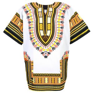African Dashiki Mexican Poncho Hippie Tribal Ethic Boho Shirt White ad12wy-0