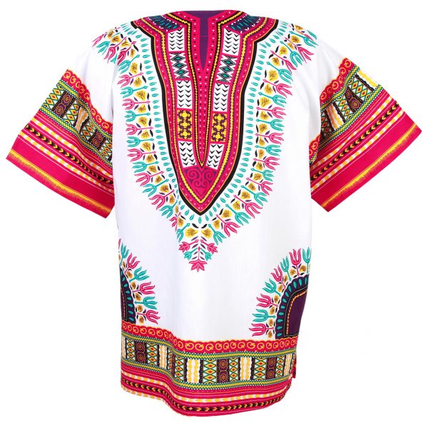 African Dashiki Mexican Poncho Hippie Tribal Ethic Boho Shirt White ad12wp-7553