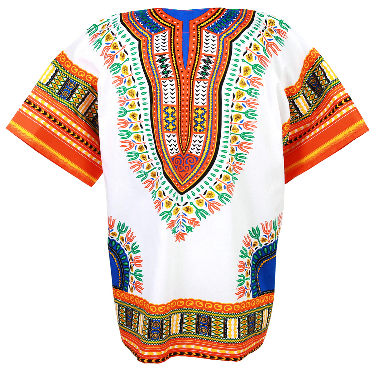 Cotton African Dashiki Mexican Poncho Hippie Boho Shirt Blouse White ad12wr 