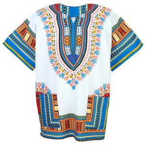 African Dashiki Mexican Poncho Hippie Tribal Ethic Boho Shirt White ad12wc-0
