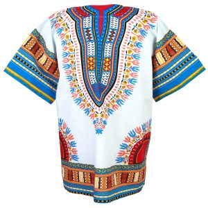 African Dashiki Mexican Poncho Hippie Tribal Ethic Boho Shirt White ad12wc-7549