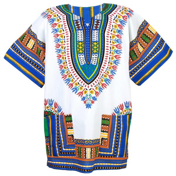 African Dashiki Mexican Poncho Hippie Tribal Ethic Boho Shirt White ad12ws-0