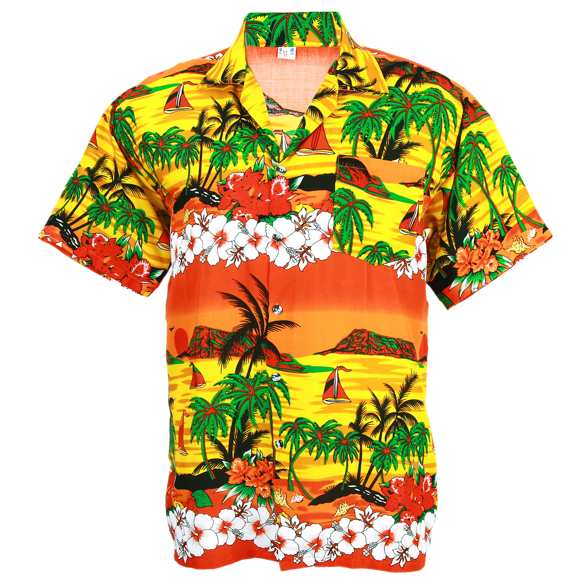Hawaiian Aloha Shirt ISLE Coconut Sea View Chaba Orange S ham250o ...
