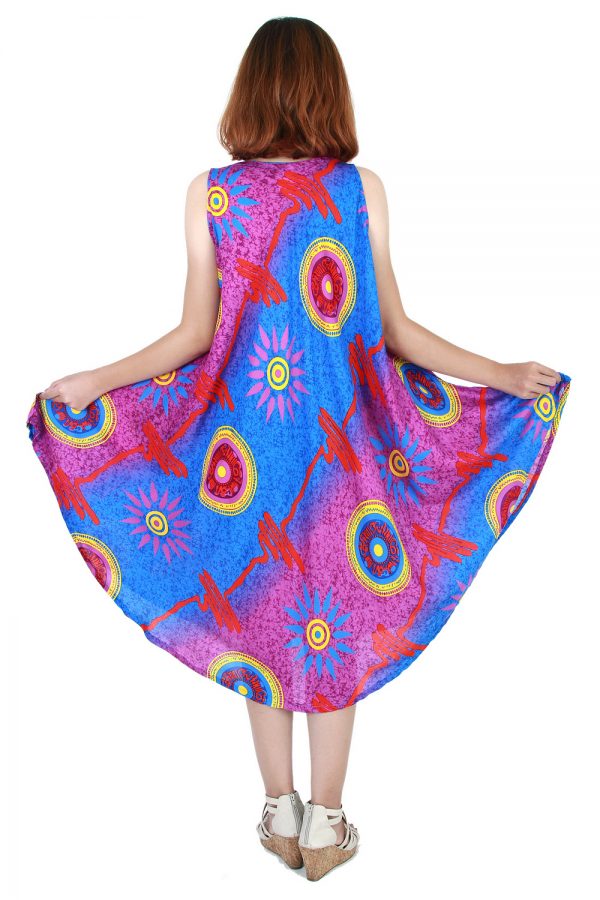 Fashion Bohemian Casual Beach Sundress Round Size XS-XXL up to 3X Blue bw02sv-5415