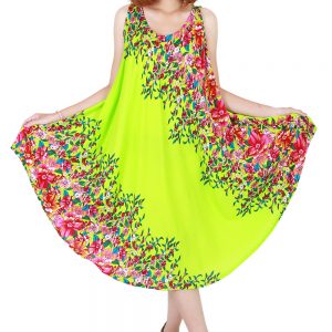 Floral Bohemian Casual Beach Sundress Round Size XS-XXL up to 2X Green bw13t-5037