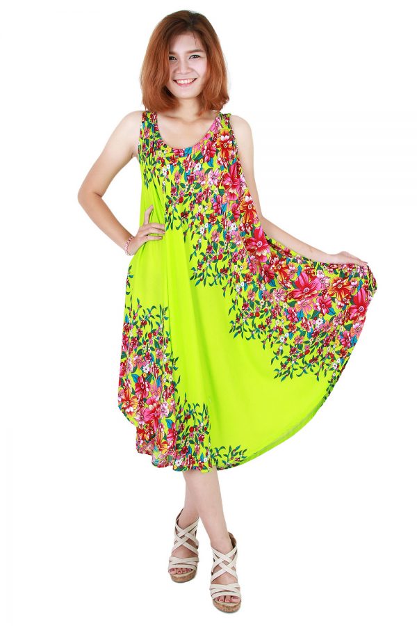 Floral Bohemian Casual Beach Sundress Round Size XS-XXL up to 2X Green bw13t-5038