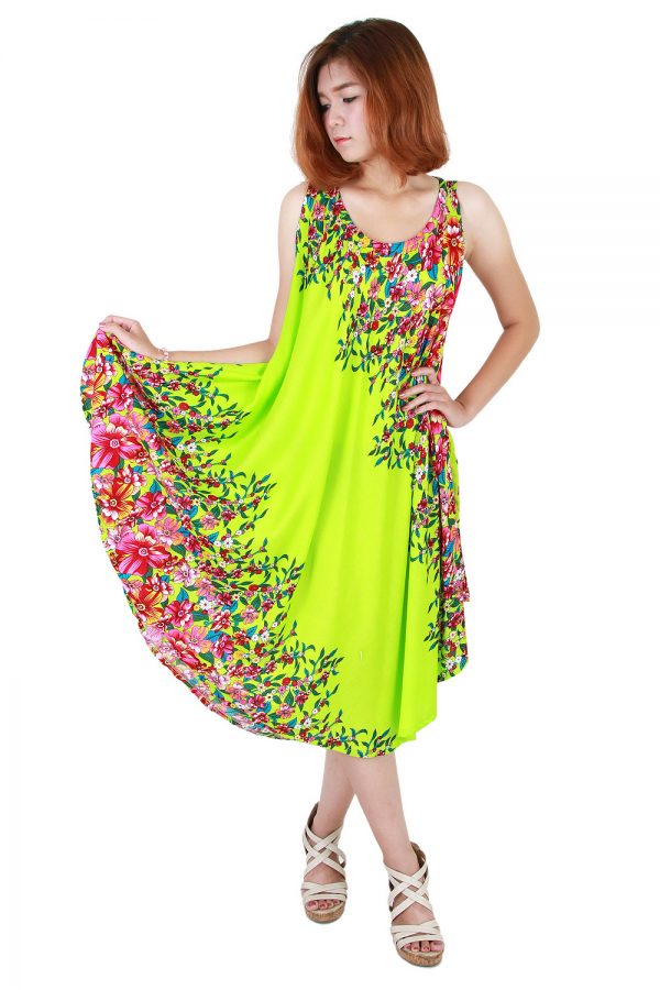 Floral Bohemian Casual Beach Sundress Round Size XS-XXL up to 2X Green bw13t-5040