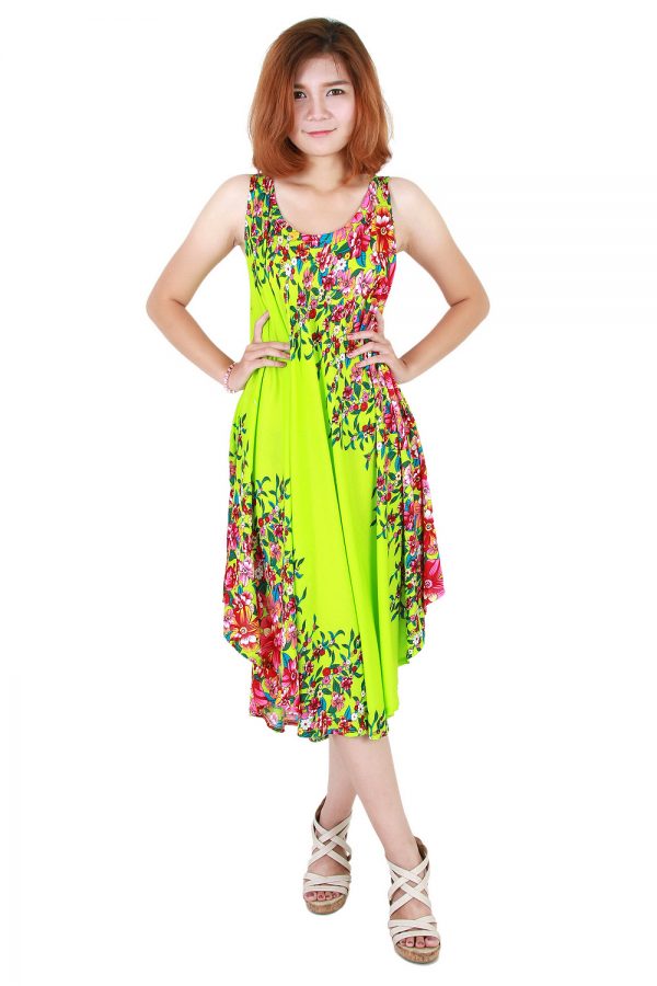 Floral Bohemian Casual Beach Sundress Round Size XS-XXL up to 2X Green bw13t-5039