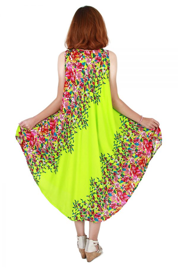 Floral Bohemian Casual Beach Sundress Round Size XS-XXL up to 2X Green bw13t-5041