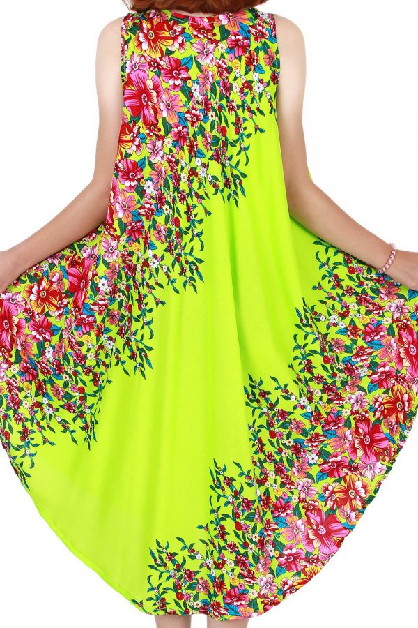 Floral Bohemian Casual Beach Sundress Round Size XS-XXL up to 2X Green bw13t-5045