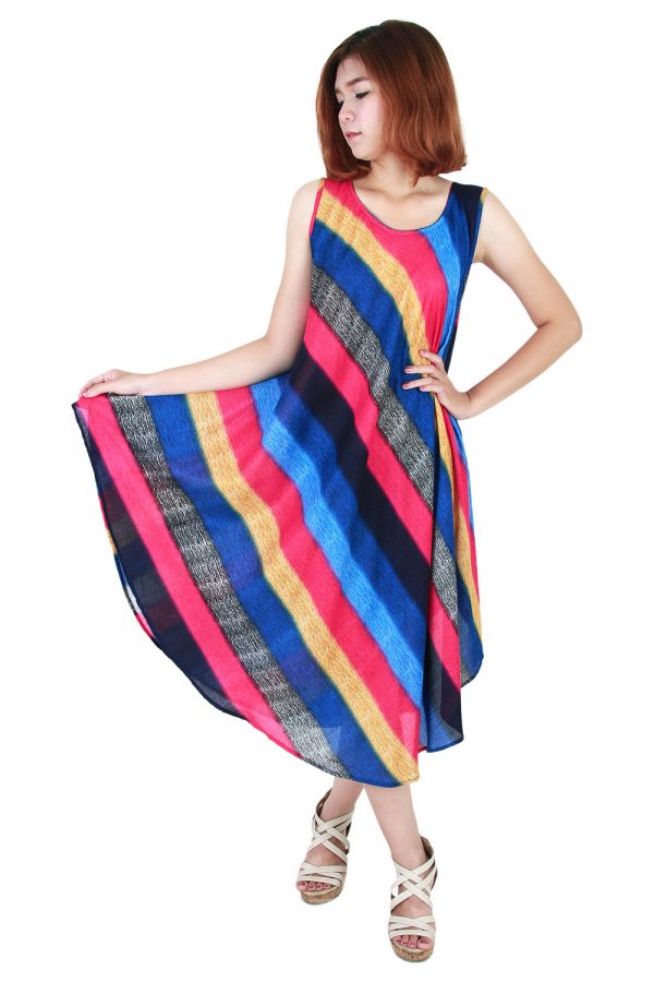 Rainbow Bohemian Casual Beach Sundress Round Size XS-XXL up to 2X bw171-4891