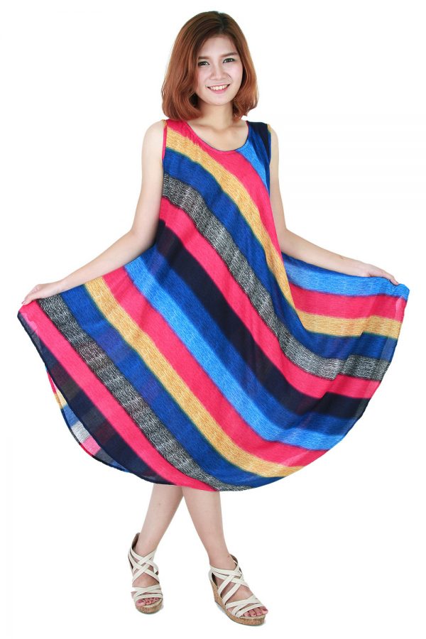 Rainbow Bohemian Casual Beach Sundress Round Size XS-XXL up to 2X bw171-4893