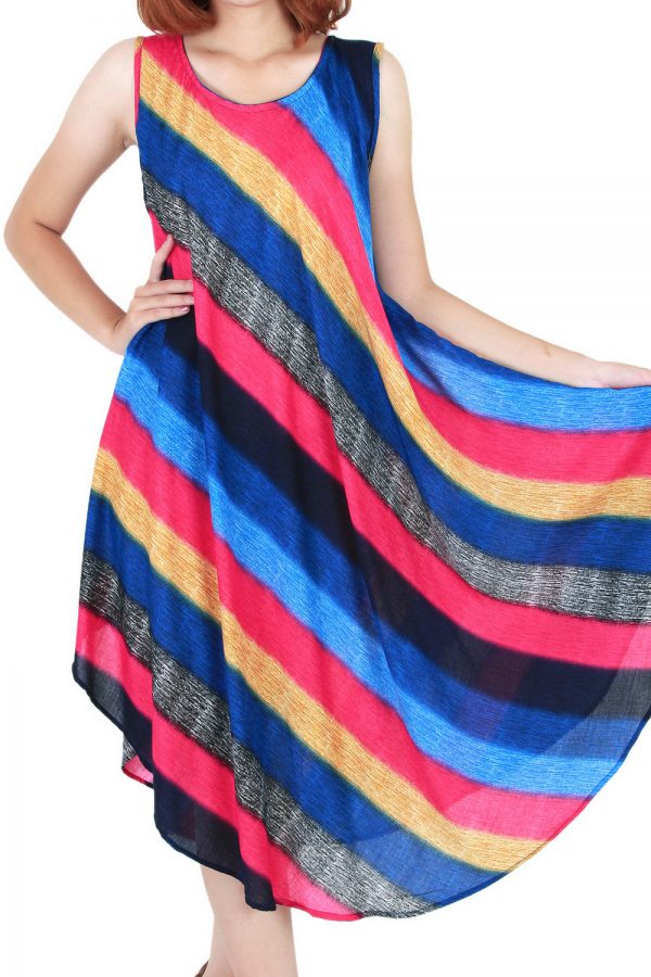 Rainbow Bohemian Casual Beach Sundress Round Size XS-XXL up to 2X bw171-4894