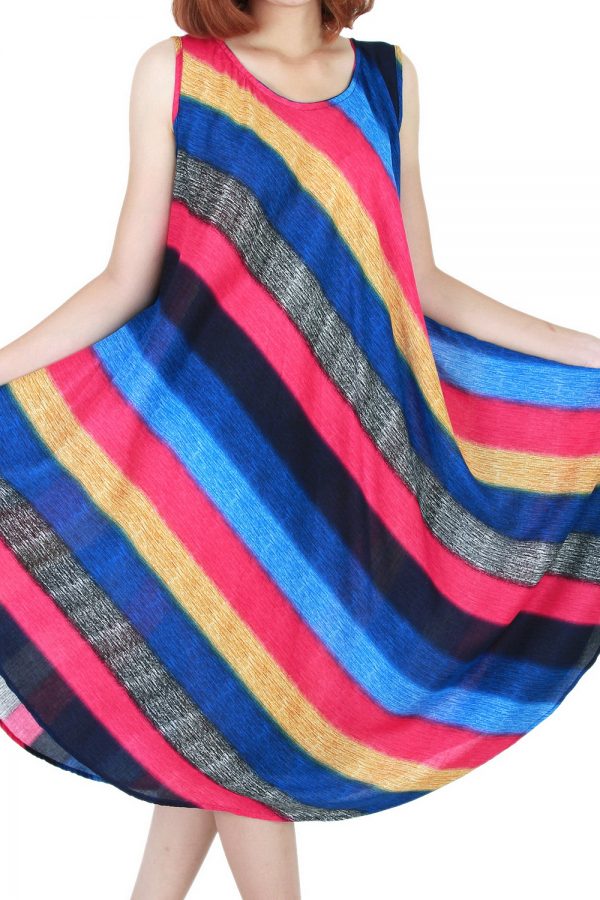 Rainbow Bohemian Casual Beach Sundress Round Size XS-XXL up to 2X bw171-4895