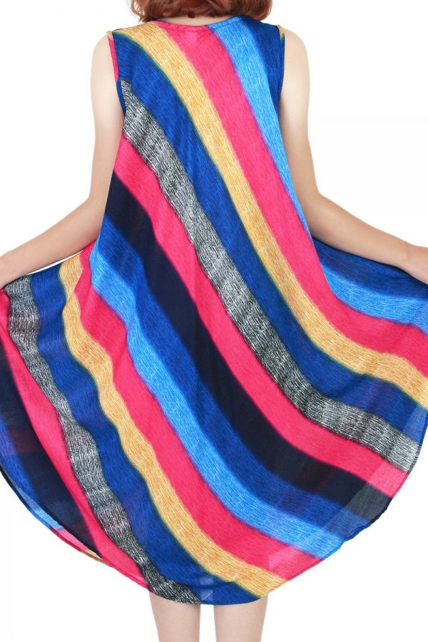 Rainbow Bohemian Casual Beach Sundress Round Size XS-XXL up to 2X bw171-4896