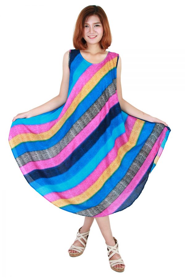Rainbow Bohemian Casual Beach Sundress Round Size XS-XXL up to 2X bw172-4880