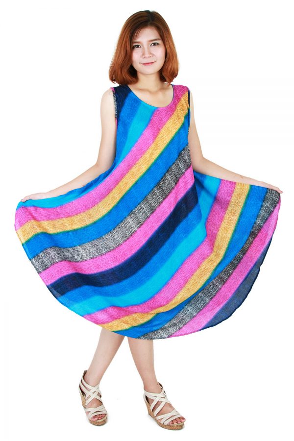 Rainbow Bohemian Casual Beach Sundress Round Size XS-XXL up to 2X bw172-4885