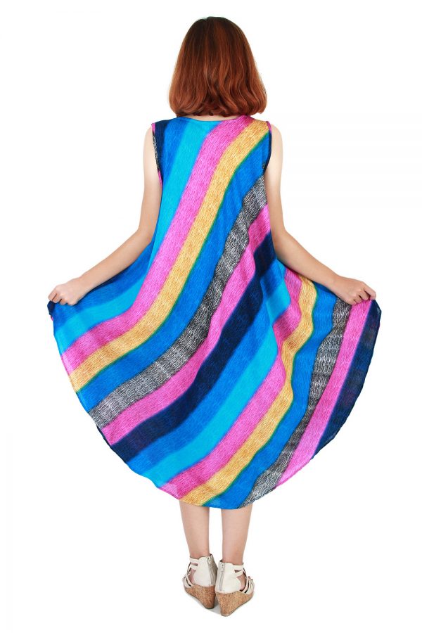 Rainbow Bohemian Casual Beach Sundress Round Size XS-XXL up to 2X bw172-4883