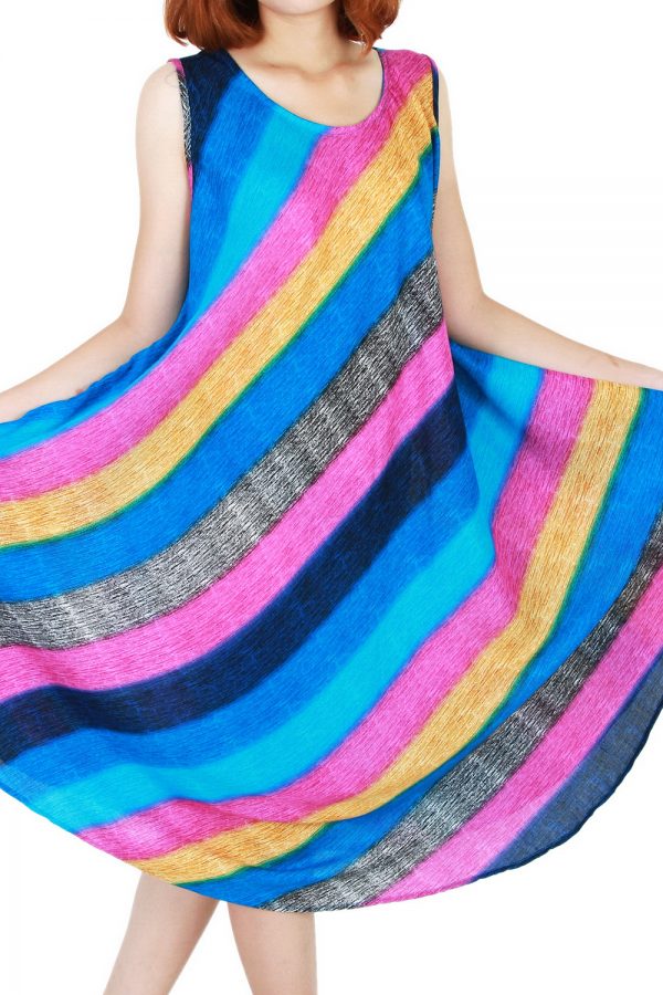 Rainbow Bohemian Casual Beach Sundress Round Size XS-XXL up to 2X bw172-4882