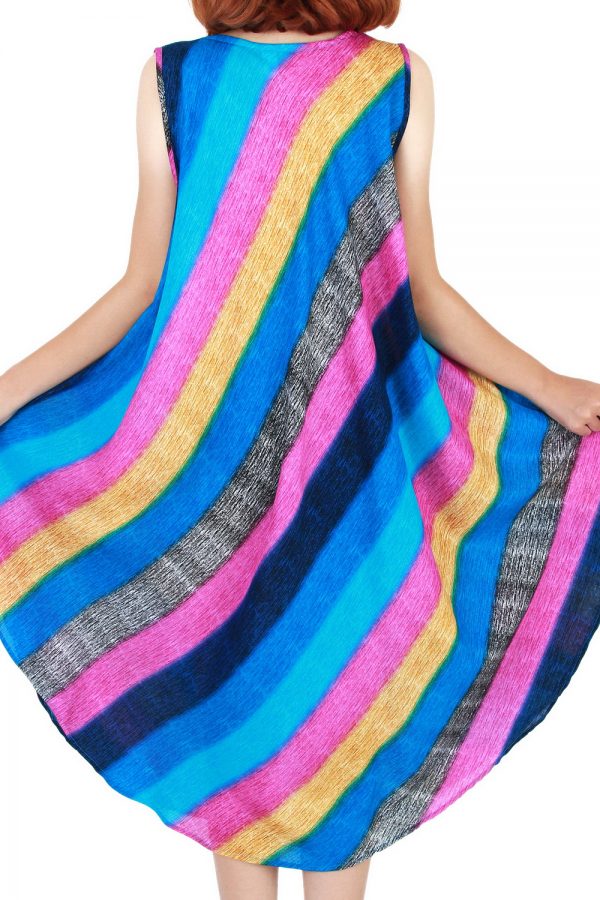 Rainbow Bohemian Casual Beach Sundress Round Size XS-XXL up to 2X bw172-4886