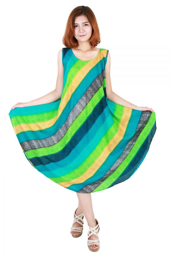 Rainbow Bohemian Casual Beach Sundress Round Size XS-XXL up to 2X bw173-4869