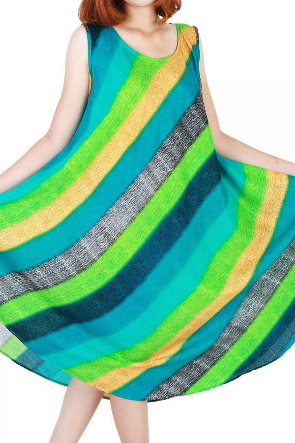 Rainbow Bohemian Casual Beach Sundress Round Size XS-XXL up to 2X bw173-4874