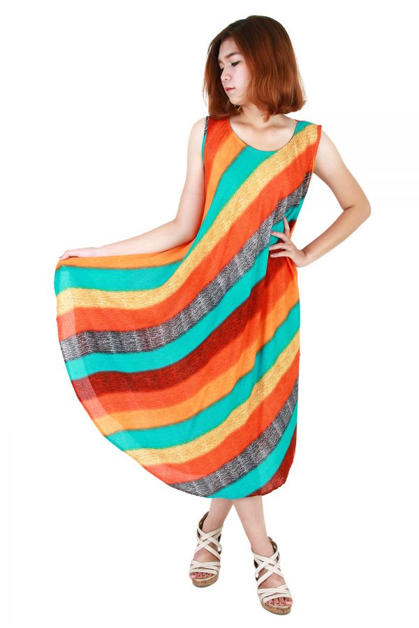 Rainbow Bohemian Casual Beach Sundress Round Size XS-XXL up to 2X bw174-4861