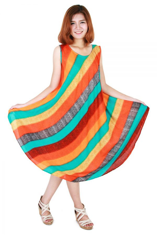 Rainbow Bohemian Casual Beach Sundress Round Size XS-XXL up to 2X bw174-4862