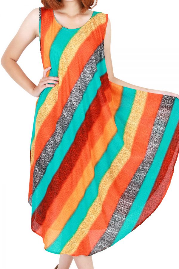 Rainbow Bohemian Casual Beach Sundress Round Size XS-XXL up to 2X bw174-4864