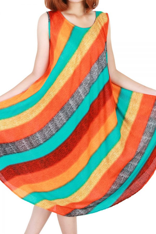 Rainbow Bohemian Casual Beach Sundress Round Size XS-XXL up to 2X bw174-4866