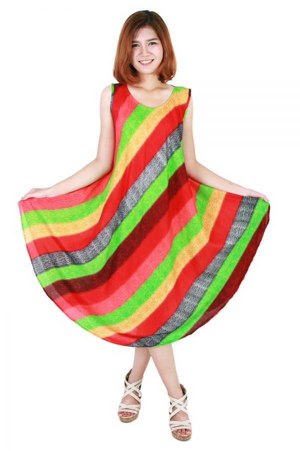 Rainbow Bohemian Casual Beach Sundress Round Size XS-XXL up to 2X bw175-4851