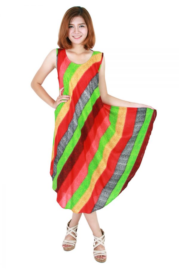 Rainbow Bohemian Casual Beach Sundress Round Size XS-XXL up to 2X bw175-4850