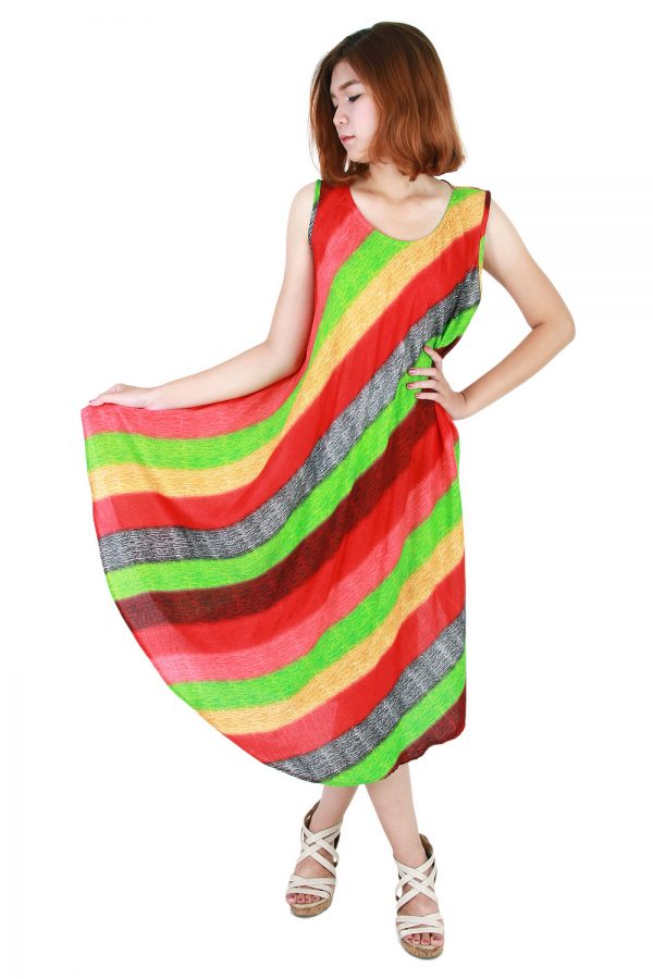 Rainbow Bohemian Casual Beach Sundress Round Size XS-XXL up to 2X bw175-4848