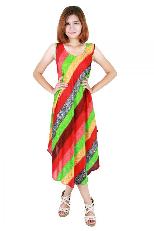 Rainbow Bohemian Casual Beach Sundress Round Size XS-XXL up to 2X bw175-4849