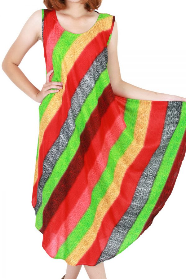 Rainbow Bohemian Casual Beach Sundress Round Size XS-XXL up to 2X bw175-4854