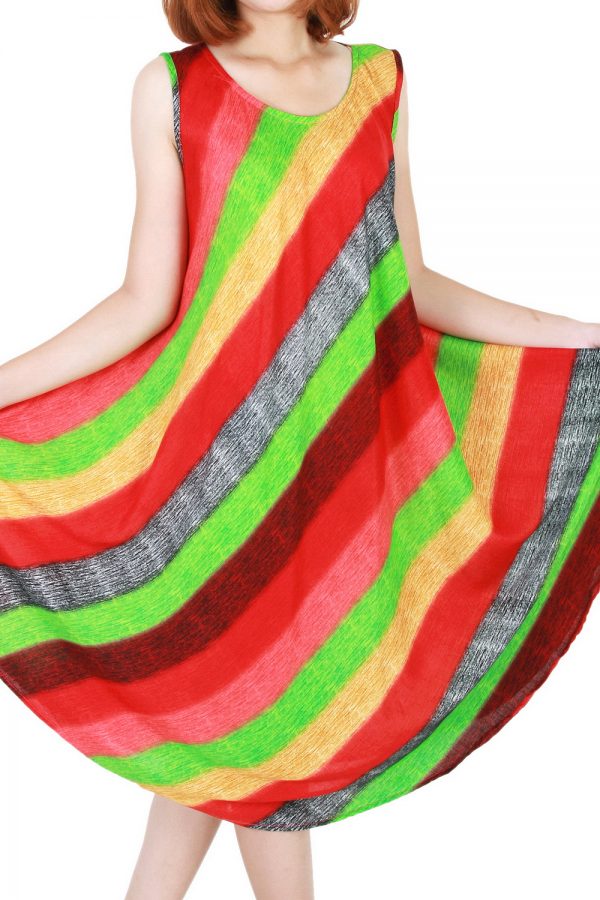 Rainbow Bohemian Casual Beach Sundress Round Size XS-XXL up to 2X bw175-4856