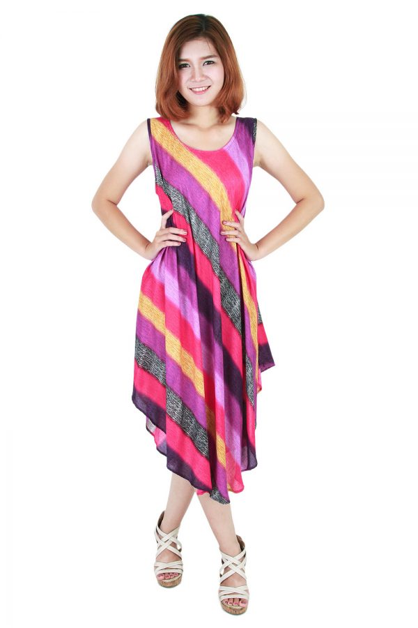 Rainbow Bohemian Casual Beach Sundress Round Size XS-XXL up to 2X bw176-4841